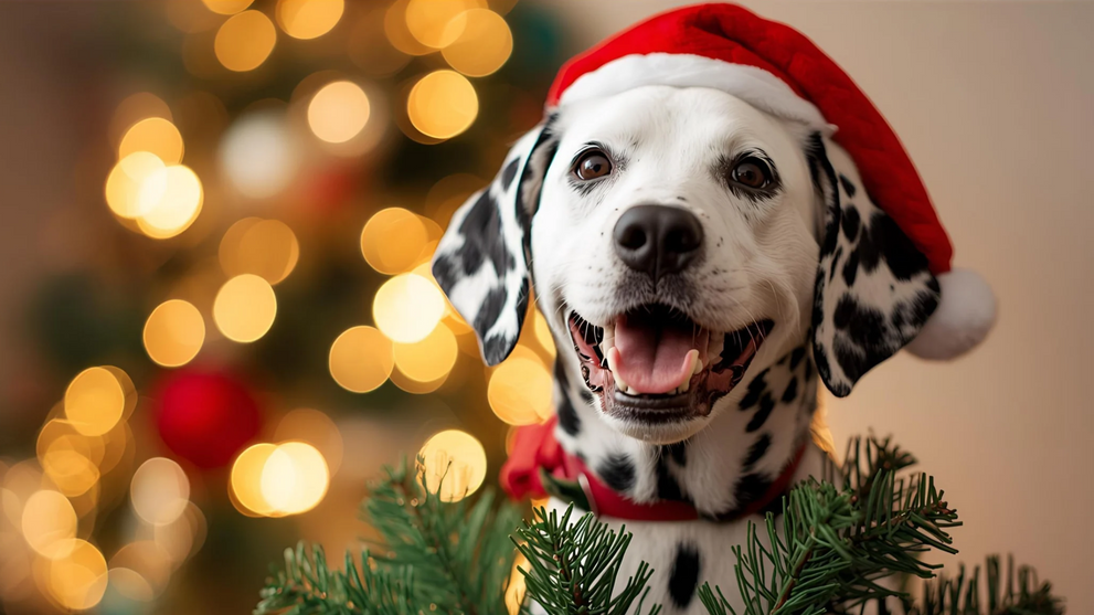 Dalmatian Enjoying Christmas Holiday