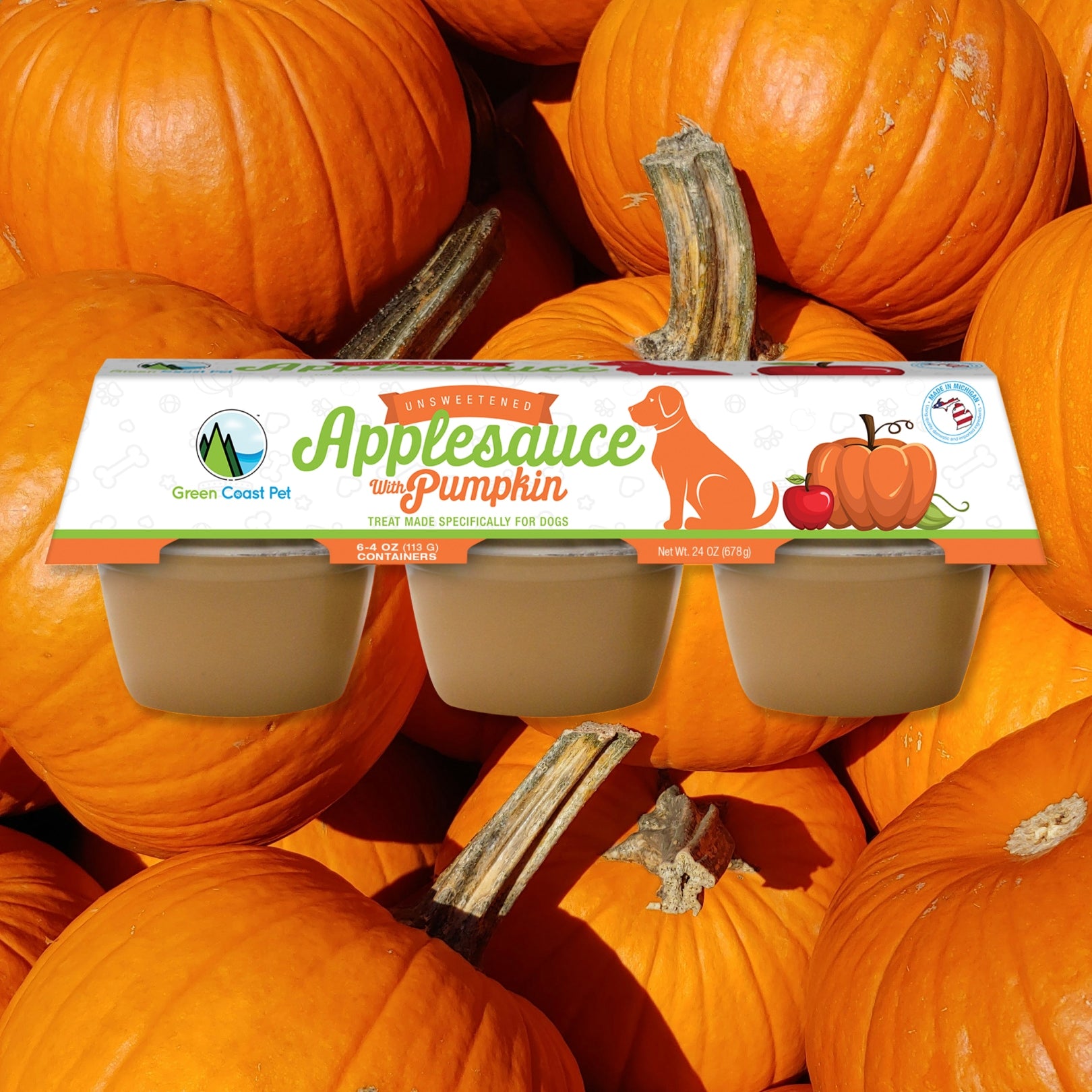 Unsweetened Applesauce Treat for Dogs - 6 pack