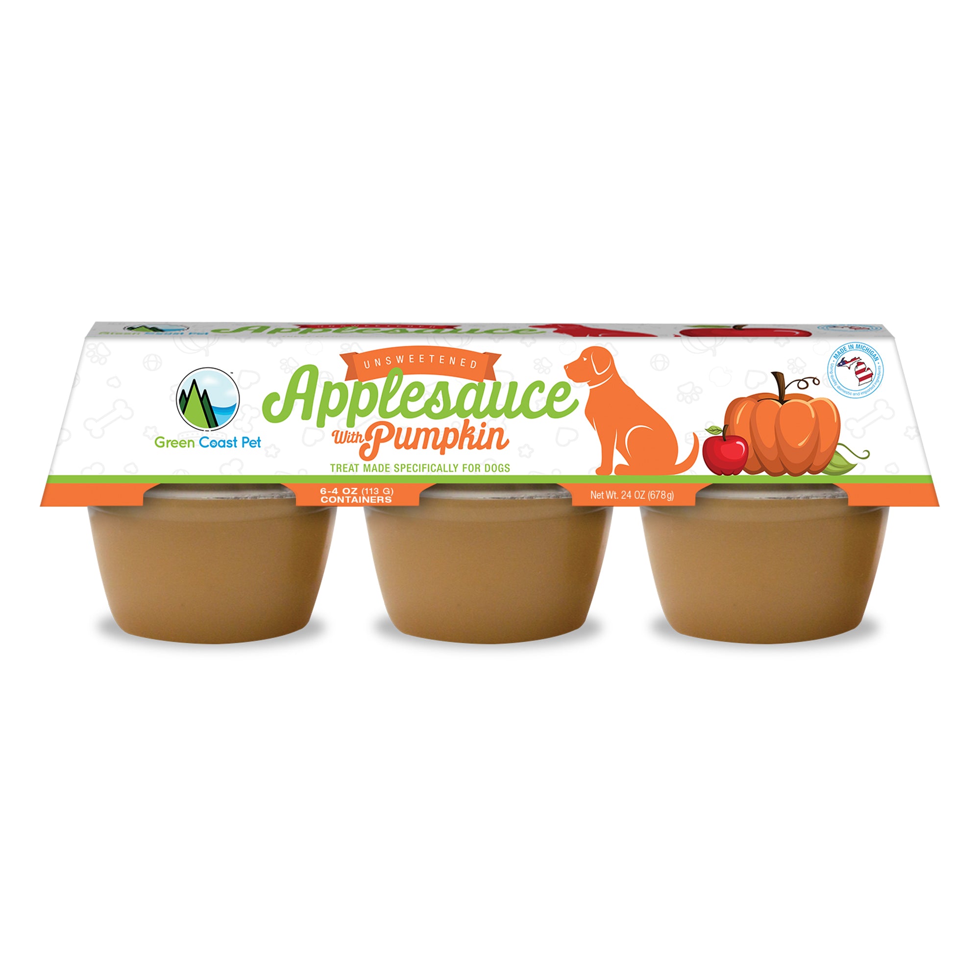 Unsweetened Applesauce Treat for Dogs - 6 pack